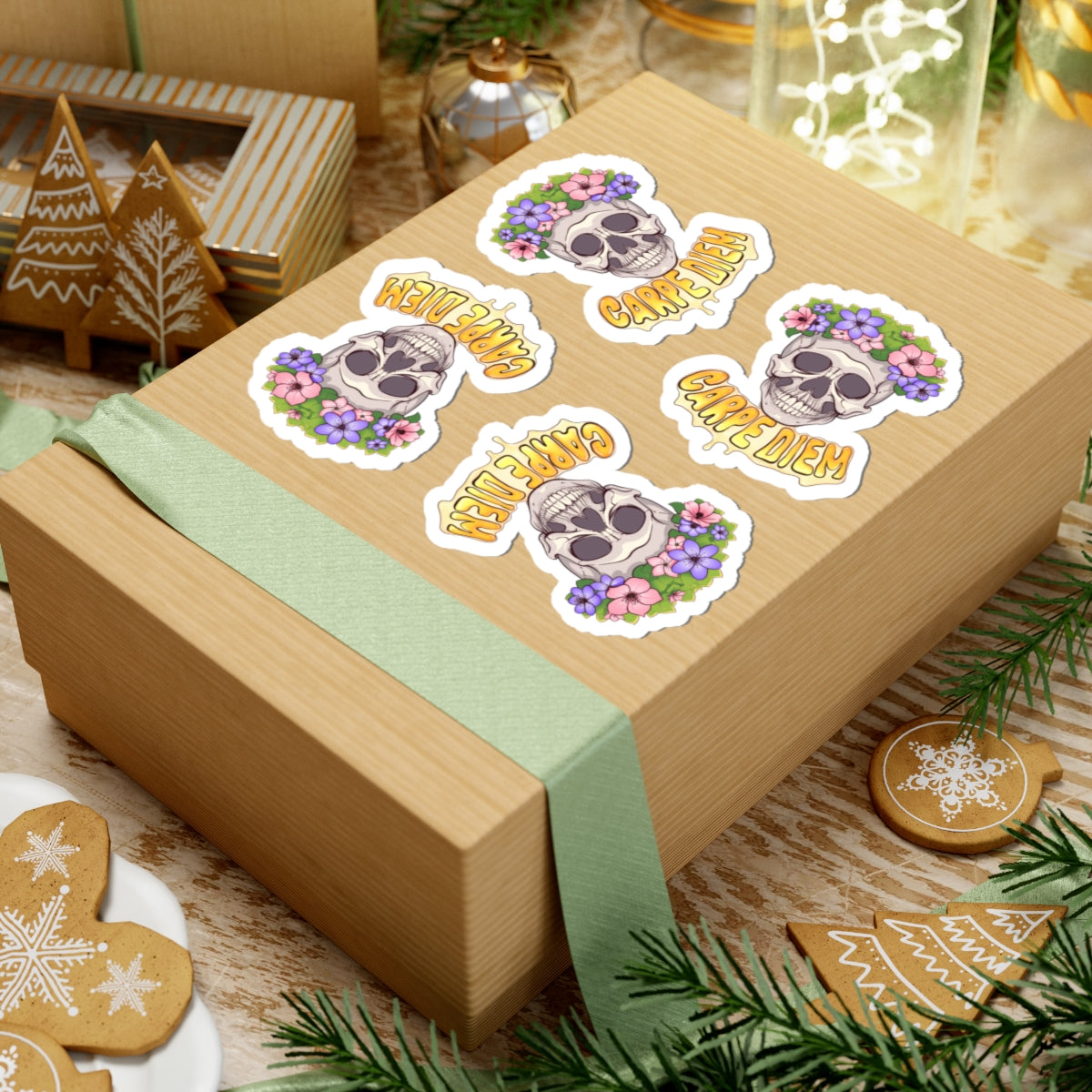 4x "Joyful Skull" Kiss-Cut Stickers (1 option)