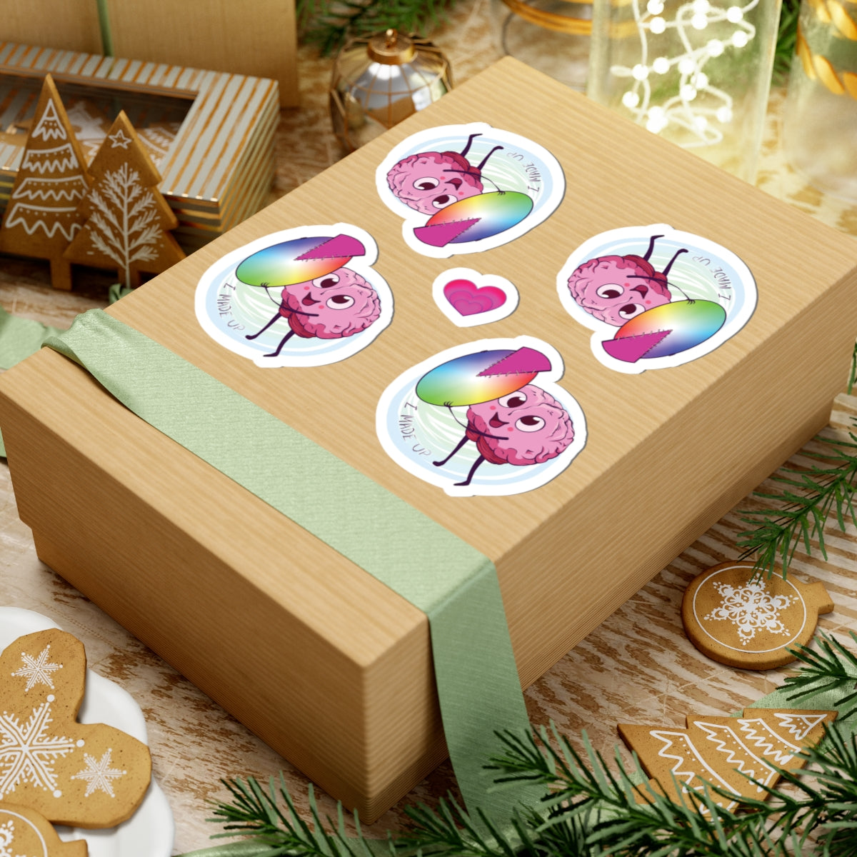 4x Kiss-Cut Stickers with Brainy "I MADE UP"