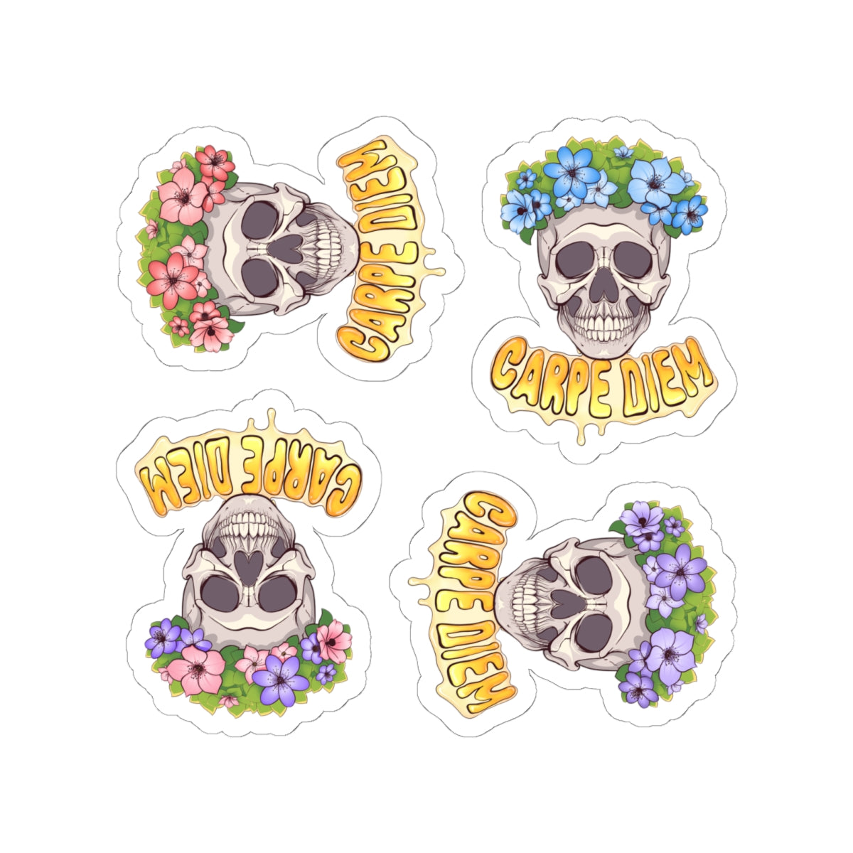 4x "Joyful Skull" Kiss-Cut Stickers (4 options)