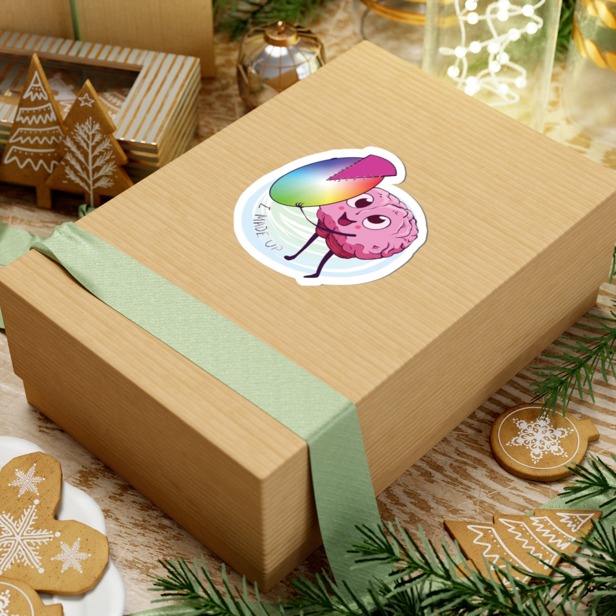 "I MADE UP" with Brainy Kiss-Cut Stickers